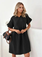 Round Neck Short Sleeve Mini Dress Black Casual Dresses