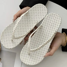 Toe Post Flats Slippers White Polka Dot Woman Slippers