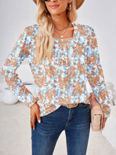Full Size Square Neck Long Sleeve Blouse Mocha Woman Blouses