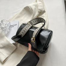 Leather Shoulder Bag with Woven Strap Black onesize Shoulder Bags