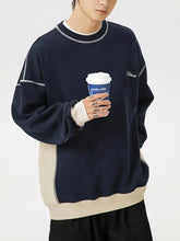 Men's Contrast Round Neck Drop Shoulder Sweatshirt Mens Tops