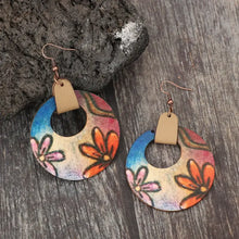 Wooden Flower Round Shape Earrings Orange One Size Earrings