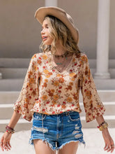 Floral V-Neck Spliced Lace Blouse Woman Blouses