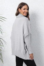 Turtle Neck Long Sleeve Ribbed Sweater Sweater Pullovers