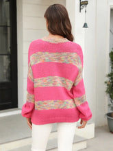 Angel Wings Striped Drop Shoulder Sweater Sweater Pullovers