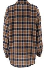 Plaid Button Up Drop Shoulder Shacket Woman Outerwear