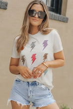 Lightning Graphic Round Neck Short Sleeve T-Shirt Woman T Shirts