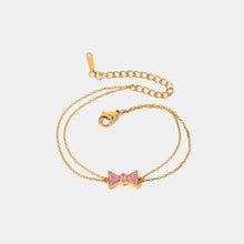 Stainless Steel Zircon Bow Bracelet Gold One Size Bracelets