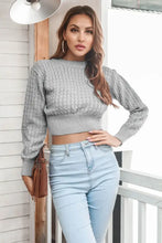 Round Neck Long Sleeve Cropped Sweater Sweater Pullovers