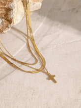 18K Gold-Plated Three-Layered Cross Necklace Fashion Jewelry