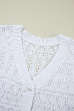 Openwork V-Neck Half Sleeve Cardigan Woman Outerwear