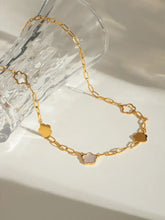 Stainless Steel White Mother-Of-Pearl Flower Necklace Fashion Jewelry