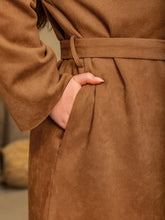 Plus Size Tied Long Sleeve Hooded Coat with Pockets Woman Outerwear