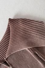 Double Take Ribbed Off-Shoulder Zip Up Long Sleeve Cardigan Woman Outerwear