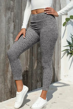 Ribbed High Waist Leggings Gray Woman Leggings