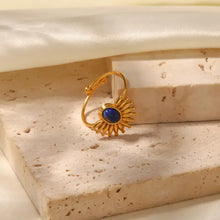 Sunflower Lapis Lazuli Adjustable Ring Fashion Jewelry