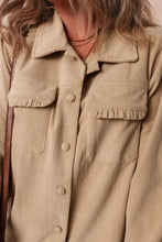 Frill Button Up Long Sleeve Shacket Woman Outerwear