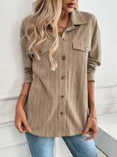 Textured Collared Neck Button Down Shacket Woman Outerwear
