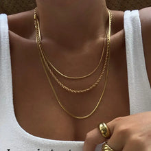 18K Gold-Plated Titanium Steel Three-Layered Necklace Gold One Size Necklaces