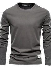 Men's Round Neck Long Sleeve T-Shirt Dark Gray Mens Tops