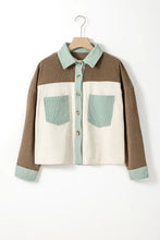 Pocketed Color Block Collared Neck Jacket Woman Outerwear