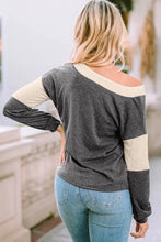 V Neck Color Block Top Woman Blouses