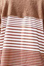 Buttoned Striped Collared Neck Jacket Woman Outerwear