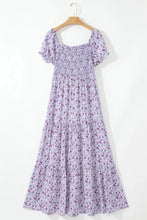 Tiered Floral Shirred High Waist Maxi Dress Casual Dresses