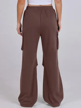 Elastic Waist Wide Leg Pants with Pockets Woman Pants