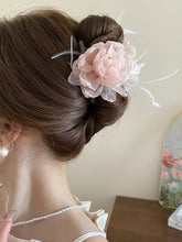 Feather Trim Flower Shape Hair Claw Clip Hair Jewelry