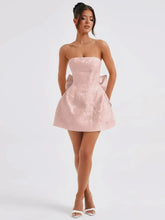 Lace-Up Sleeveless Satin Mini Dress with Bow Cocktail Dress