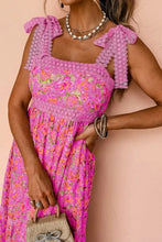 Floral Lace Wide Strap Square Neck Maxi Dress Woman Maxi Dress