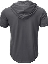 Men's Full Size Casual Hooded Henley T-Shirt Plus Size Mens Tops