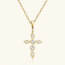 925 Sterling Silver Moissanite Cross Pendant Necklace Gold One Size Necklaces