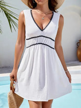 V-Neck Sleeveless Mini Dress White Casual Dresses