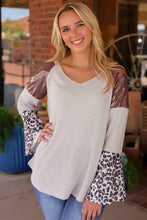 Leopard V-Neck Long Sleeve Top Leopard Woman Blouses