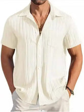 Men's Full Size Button Up Short Sleeve Shirt Plus Size Ivory Mens Tops