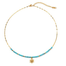 Turquoise Beaded Sun Charm Necklace Fashion Jewelry