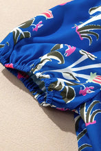 Floral Puff Short Sleeve Notched High Waist Dress Casual Dresses