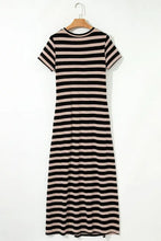 Stripe Casual Round Neck Tee Dress with Pockets Casual Dresses