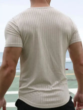 Men's Round Neck Short Sleeve Striped T-Shirt Mens Tops