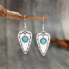 Alloy Turquoise Heart Dangle Earrings Earrings