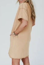 Mineral Wash Stud Beaded Star Pocketed T Shirt Dress Casual Dresses