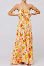 Floral Print Tie Front Tiered Maxi Dress Woman Maxi Dress