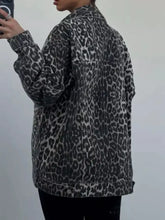 Leopard Button Up Long Sleeve Denim Top Woman Tops
