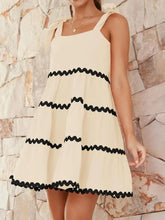 Contrast Trim Tie Shoulder Dress Woman Casual Dress