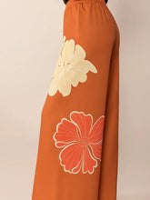 Printed Elastic Waist Wide Leg Pants Woman Pants