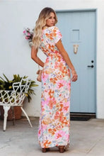 Printed Surplice Short Sleeve Tie Waist Maxi Dress Woman Maxi Dress