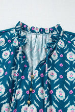 Printed Tie Neck Ruffled Cap Sleeve Dress Woman Casual Dress