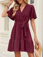 Swiss Dot Flutter Sleeve Wrap Dress Woman Casual Dress